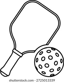 Ícone de piclebol com remo e bola com superfície perfurada para esportes, recreação, fitness, treinamento e conteúdo de design de estilo de vida ativo