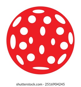 Icono de Pickleball. Bola al aire libre del deporte del pickleball roja aislada en el fondo blanco. Bola de Pickleball con agujeros icono de Vector plano para los deportes. Ilustración vectorial.