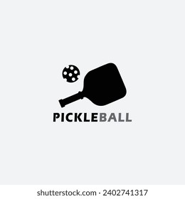 pickleball Icons and a pickleball club vector silhouette illustration,  tennis ball, club, playing, 