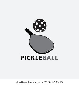 pickleball Icons and a pickleball club vector silhouette illustration,  tennis ball, club, playing, 