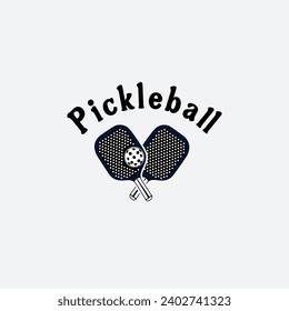 pickleball Icons and a pickleball club vector silhouette illustration,  tennis ball, club, playing, 