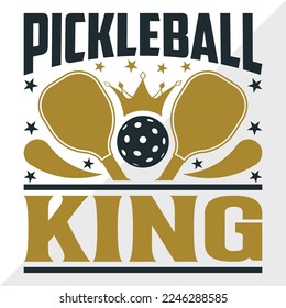 Pickleball King SVG Printable Vector Illustration