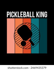 Pickleball King, Pickleball t-shirt design art illustration 