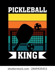 Pickleball King, Pickleball t-shirt design art illustration 