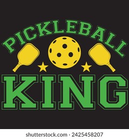 El Rey del Pickleball. Diseño de camiseta. Ilustración de vector