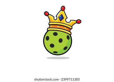 Pickleball king vector graphic with a ball wearing a king's crown.