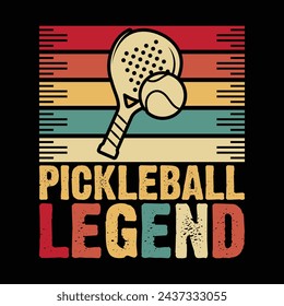 Pickleball Legend, Funny Pickleball vector t-shirt design, Funny Vintage Pickleball T-shirt Design, Pickleball Lover Tshirt