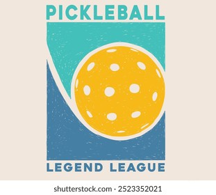 Pickleball legend league vector t-shirt design. Sport poster. Tennis college league. Vintage artwork for sportswear.