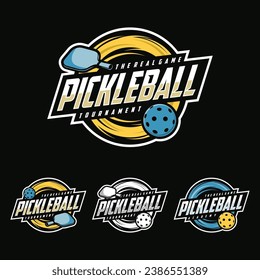 Pickleball logo badge emblem. Emblem set collection vector illustration for a pickleball club