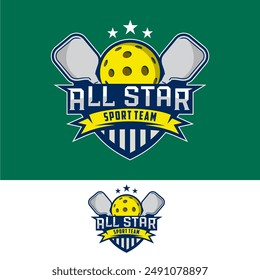 Pickleball logo badge emblem. Emblem set collection vector illustration for a pickleball club