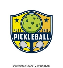 Logotipo de la insignia de Pickleball. Conjunto de emblema de Ilustración vectorial de colección para un club de pickleball