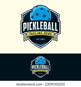 Pickleball logo badge emblem. Sports label vector illustration for a pickleball club