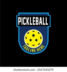 Pickleball logo badge emblem. Sports label vector illustration for a pickleball club