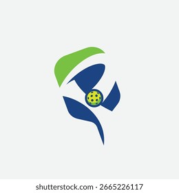 Logotipo de Pickleball con una bola flotando a través de la paleta. Es ideal para el club, equipo, torneo, etc.