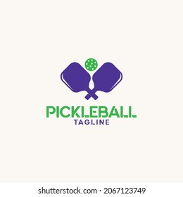 pickleball logo with bat and ball elements. can be used as icon.