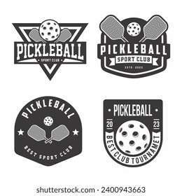 Pickleball logo collection, emblem set collections. Pickleball logo badge template bundle
