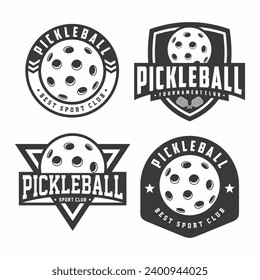 
Pickleball logo collection, emblem set collections. Pickleball logo badge template bundle