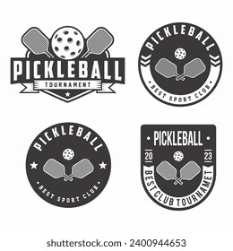 
Pickleball logo collection, emblem set collections. Pickleball logo badge template bundle