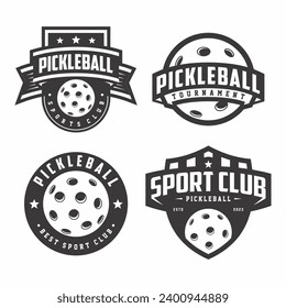 Pickleball logo collection, emblem set collections. Pickleball logo badge template bundle
