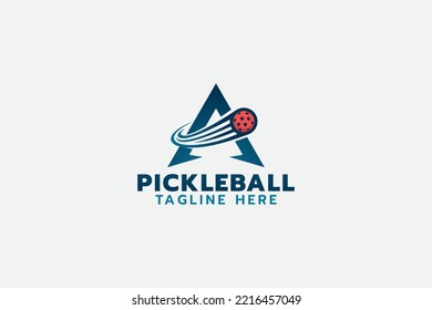 pickleball logo with a combination of pickleball, letter a, and swoosh