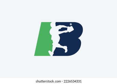 pickleball logo with a combination of the letter B and the silhouette of a pickleball player