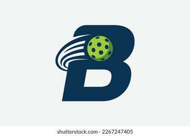 pickleball logo with a combination of letter b and a moving ball for any business especially pickleball shops, pickleball training, clubs, etc.