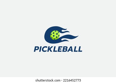 pickleball logo with a combination of pickleball, letter c, and fire.