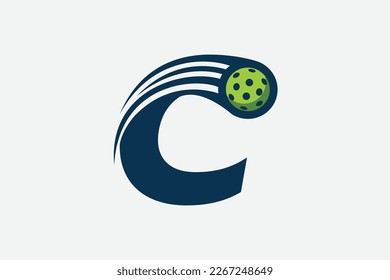 pickleball logo with a combination of letter c and a moving ball for any business especially pickleball shops, pickleball training, clubs, etc.