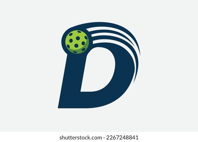 pickleball logo with a combination of letter d and a moving ball for any business especially pickleball shops, pickleball training, clubs, etc.