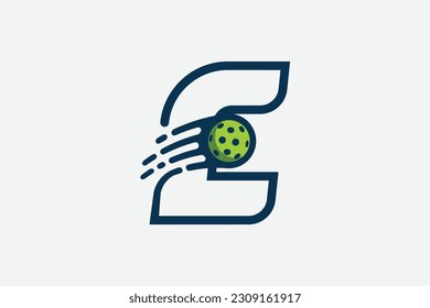 pickleball logo with a combination of letter e and a moving ball in line style for any business especially pickleball shops, pickleball training, clubs, etc.