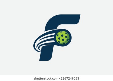 pickleball logo with a combination of letter f  and a moving ball for any business especially pickleball shops, pickleball training, clubs, etc.