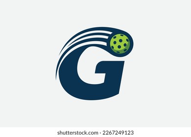 pickleball logo with a combination of letter  g and a moving ball for any business especially pickleball shops, pickleball training, clubs, etc.