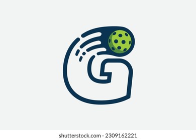 pickleball logo with a combination of letter g and a moving ball in line style for any business especially pickleball shops, pickleball training, clubs, etc.