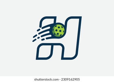 pickleball logo with a combination of letter h and a moving ball in line style for any business especially pickleball shops, pickleball training, clubs, etc.