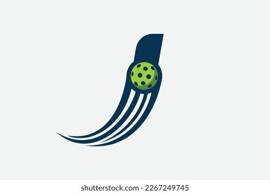 pickleball logo with a combination of letter  j and a moving ball for any business especially pickleball shops, pickleball training, clubs, etc.