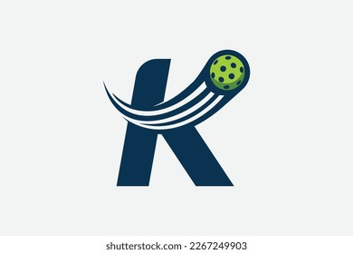 pickleball logo with a combination of letter k and a moving ball for any business especially pickleball shops, pickleball training, clubs, etc.