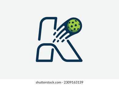 pickleball logo with a combination of letter k and a moving ball in line style for any business especially pickleball shops, pickleball training, clubs, etc.