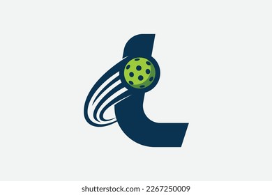 pickleball logo with a combination of letter l and a moving ball for any business especially pickleball shops, pickleball training, clubs, etc.