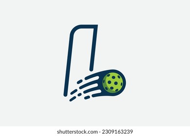 pickleball logo with a combination of letter l and a moving ball in line style for any business especially pickleball shops, pickleball training, clubs, etc.