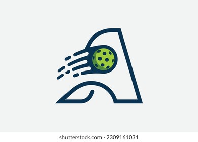 pickleball logo with a combination of letter a and a moving ball in line style for any business especially pickleball shops, pickleball training, clubs, etc.