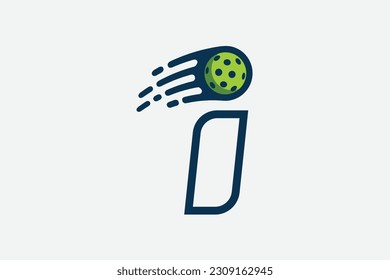 pickleball logo with a combination of letter i and a moving ball in line style for any business especially pickleball shops, pickleball training, clubs, etc.