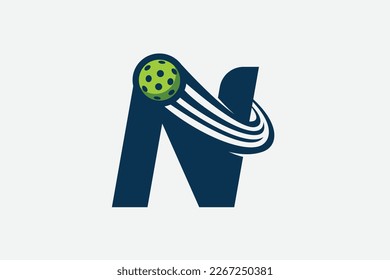 pickleball logo with a combination of letter n and a moving ball for any business especially pickleball shops, pickleball training, clubs, etc.