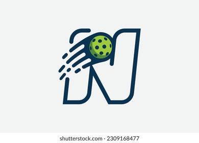 pickleball logo with a combination of letter n and a moving ball in line style for any business especially pickleball shops, pickleball training, clubs, etc.