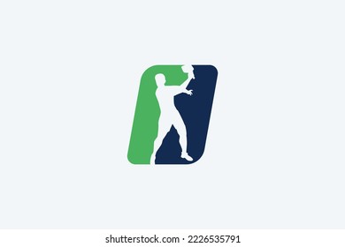 
pickleball logo with a combination of the letter O and the silhouette of a pickleball player