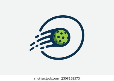 pickleball logo with a combination of letter o and a moving ball in line style for any business especially pickleball shops, pickleball training, clubs, etc.