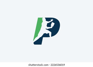 pickleball logo with a combination of the letter p and the silhouette of a pickleball player