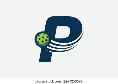 pickleball logo with a combination of letter p and a moving ball for any business especially pickleball shops, pickleball training, clubs, etc.