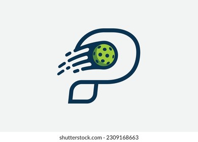 
pickleball logo with a combination of letter p and a moving ball in line style for any business especially pickleball shops, pickleball training, clubs, etc.