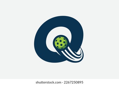 pickleball logo with a combination of letter q and a moving ball for any business especially pickleball shops, pickleball training, clubs, etc.