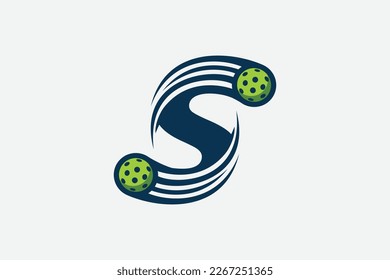 pickleball logo with a combination of letter s and a moving ball for any business especially pickleball shops, pickleball training, clubs, etc.